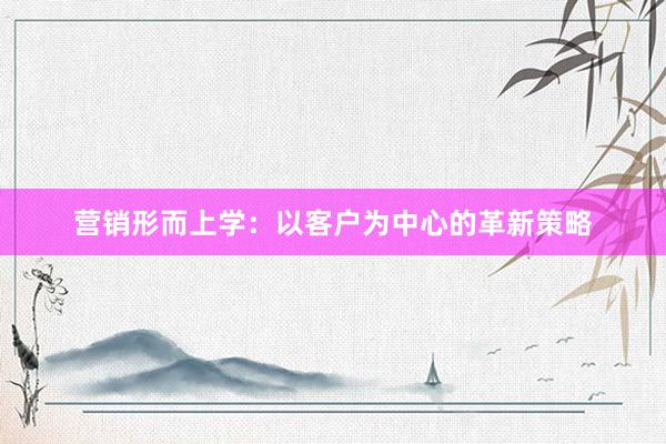 营销形而上学：以客户为中心的革新策略